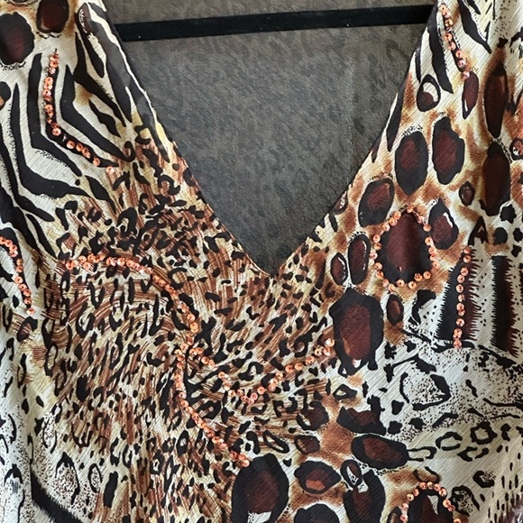 Metro 22 Animal Print Embellished Tunic - Plus Size 1X - Picture 7 of 8